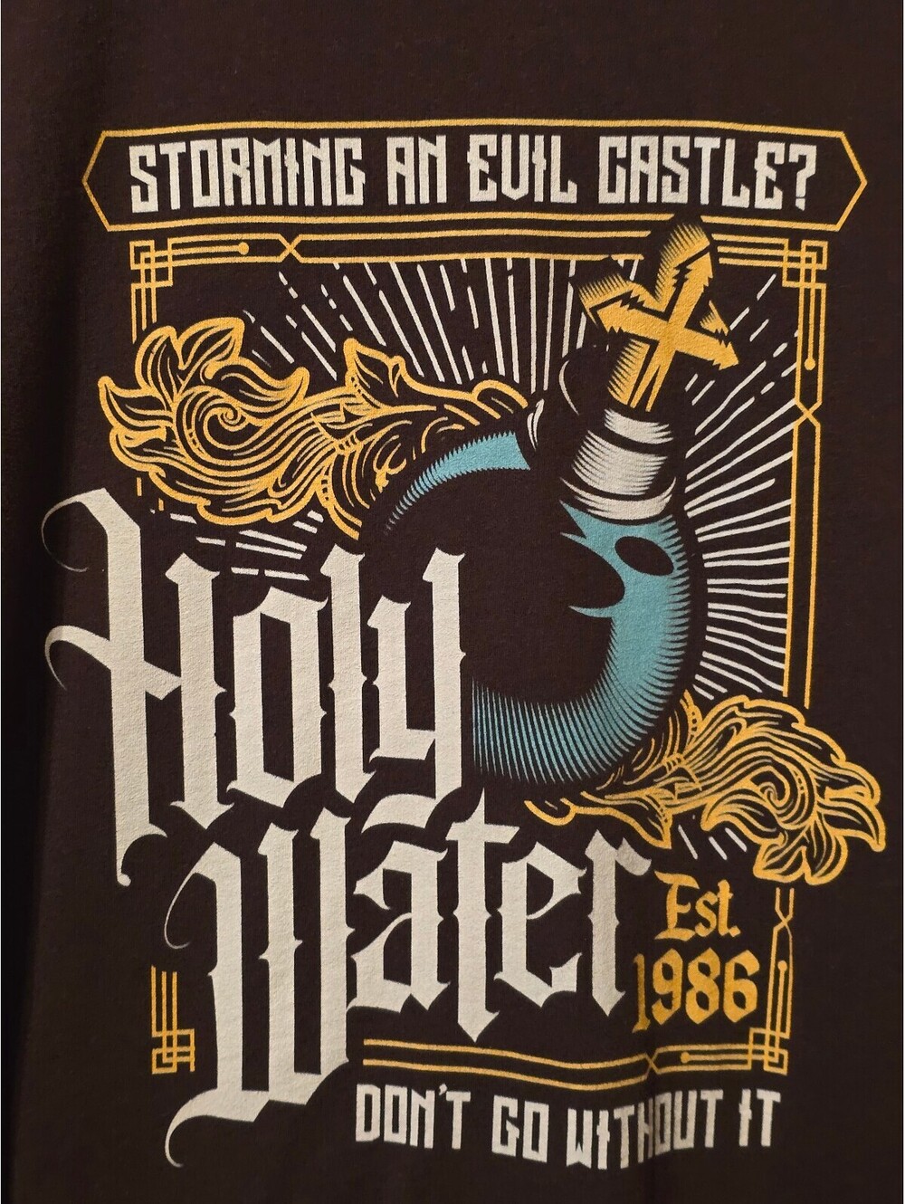 Castlevania Holy Water Shirt OKS GEAR Konami Official Gaming Tee Brown